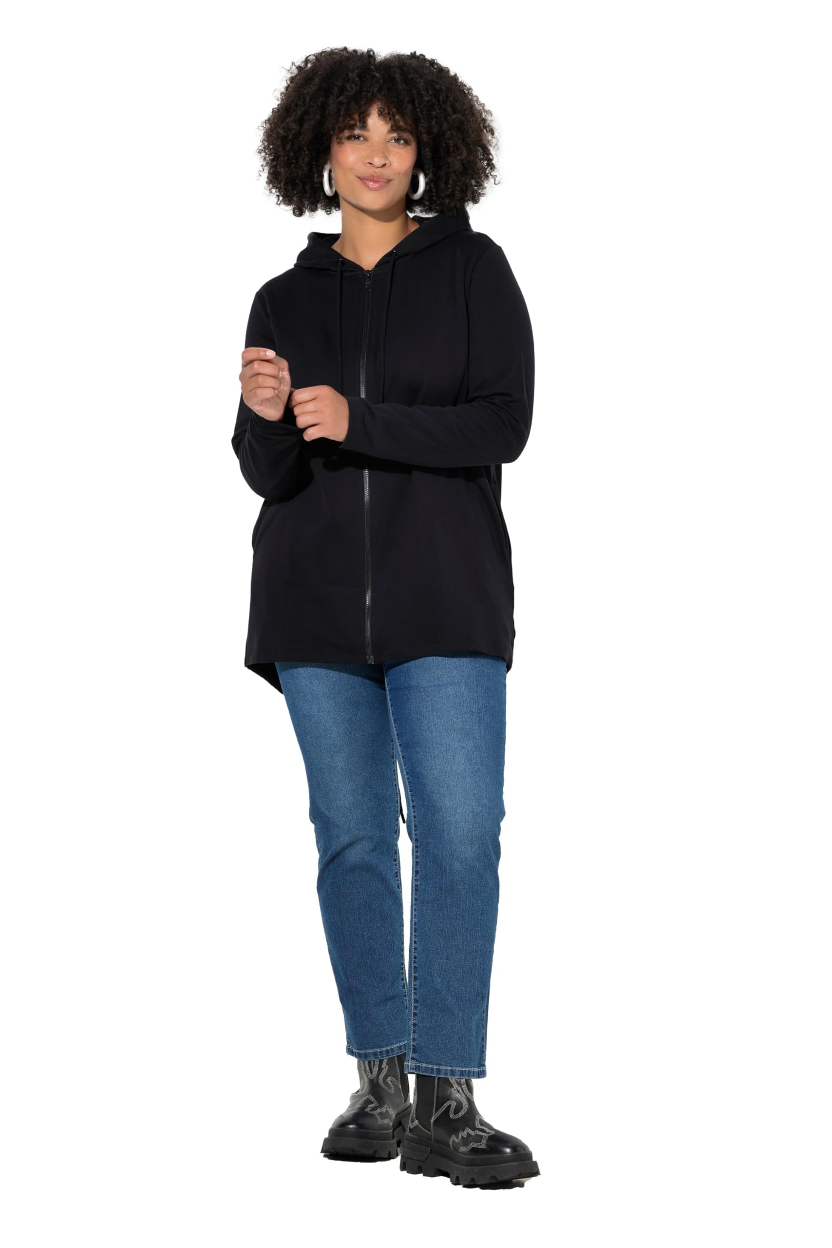 Angel of Style Damen große Größen Übergrößen Plus Size Sweatjacke, A-Linie, Smileys auf dem Rücken, Kapuze 846710