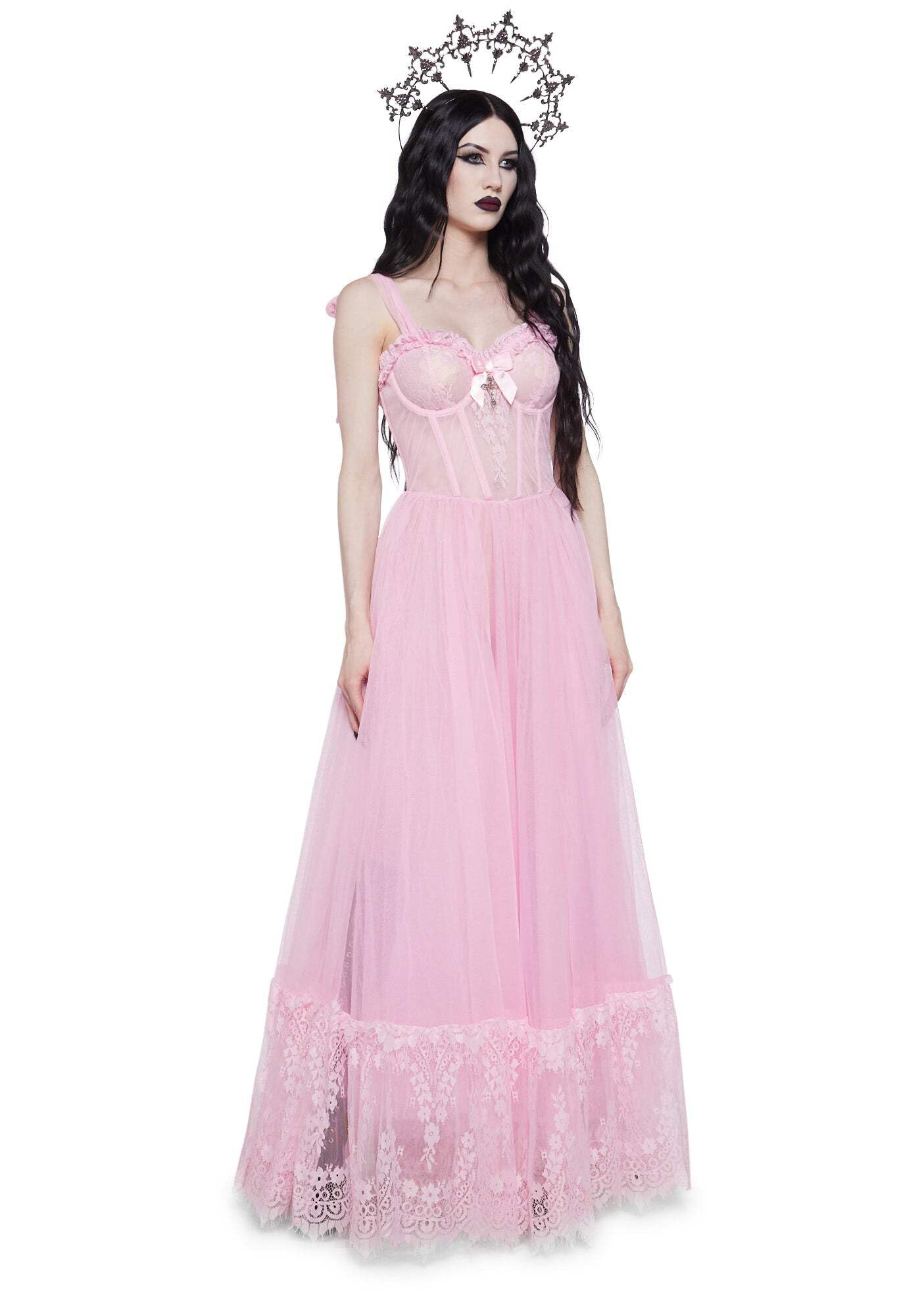 strapless open back dress Gothic Velvet Dress main image 1