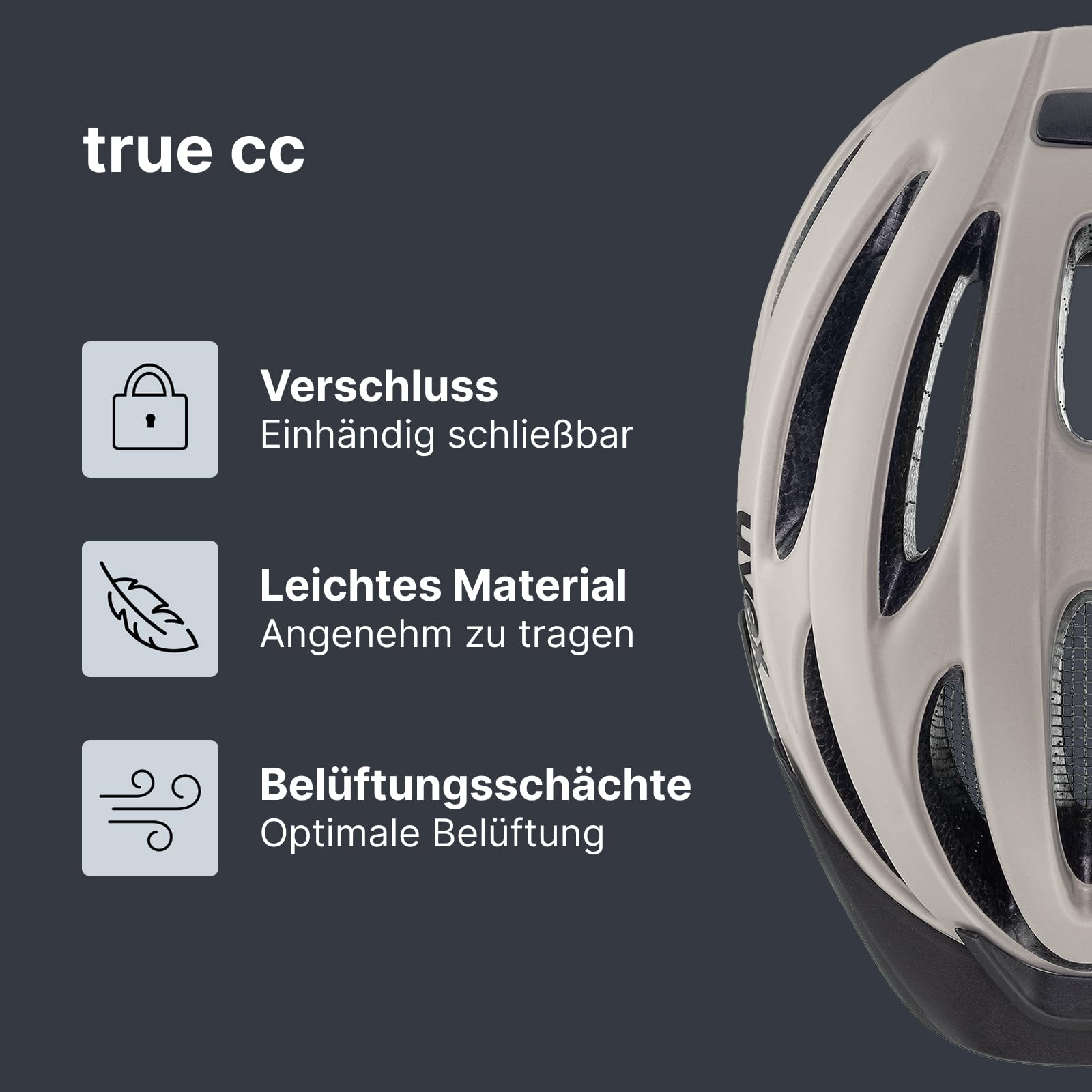 uvex True cc - Leichter Fahrradhelm für Damen und Herren - individuelle Größenanpassung - erweiterbar mit LED-Licht