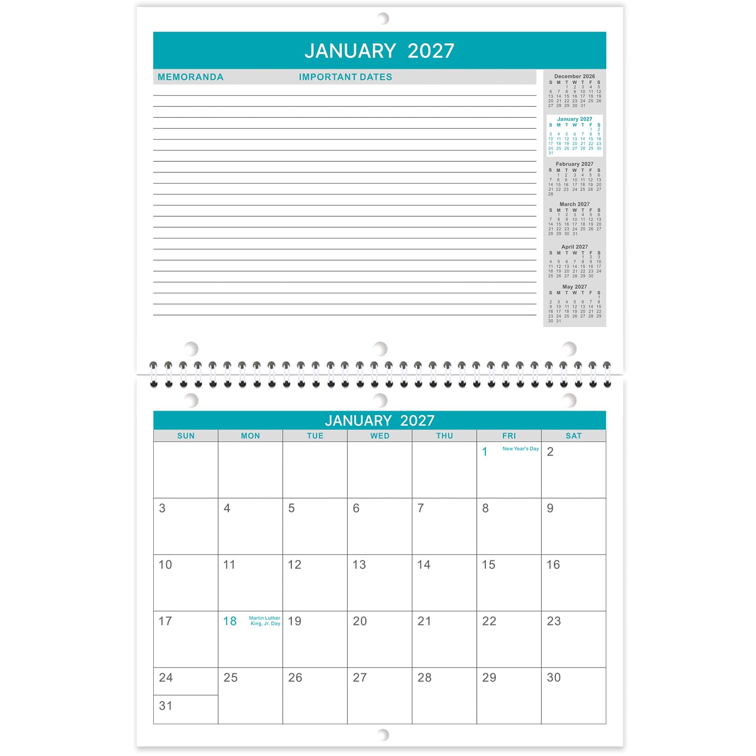 2027 Wall Calendar - Monthly Wall and Desk Calendars, 11"x 8.5"
