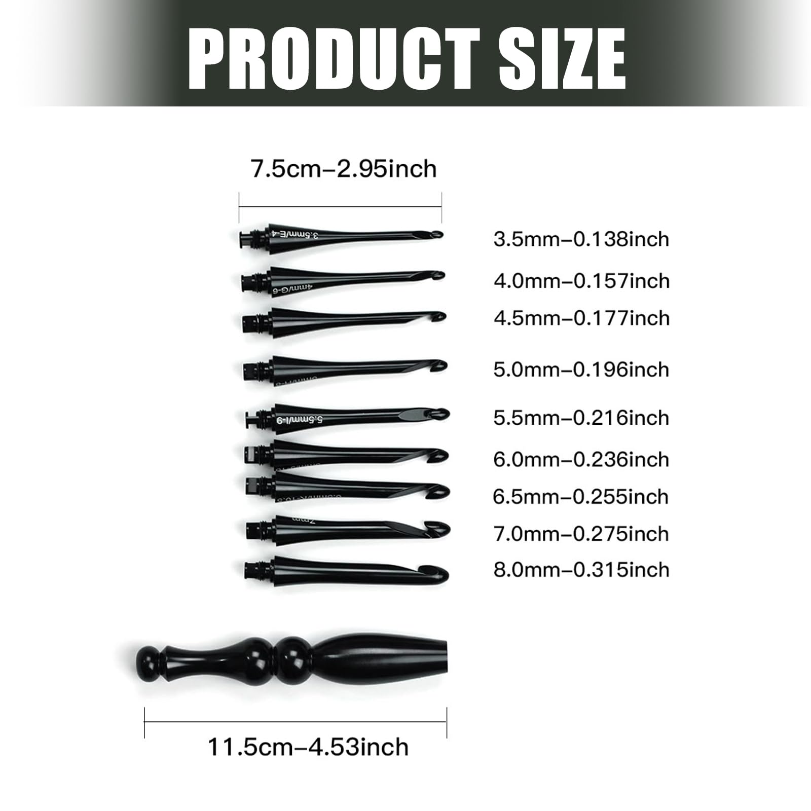 Lot de crochets en aluminium noir avec 9 têtes interchangeables pour différents poids et crochets en aluminium pour le bricolage