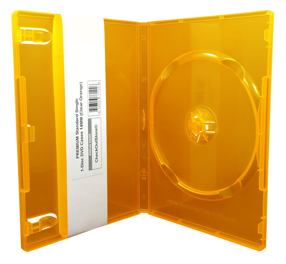 checkoutstore Premium Standard Single 1-disc DVD Hüllen 14 mm 50 Units Clear Orange
