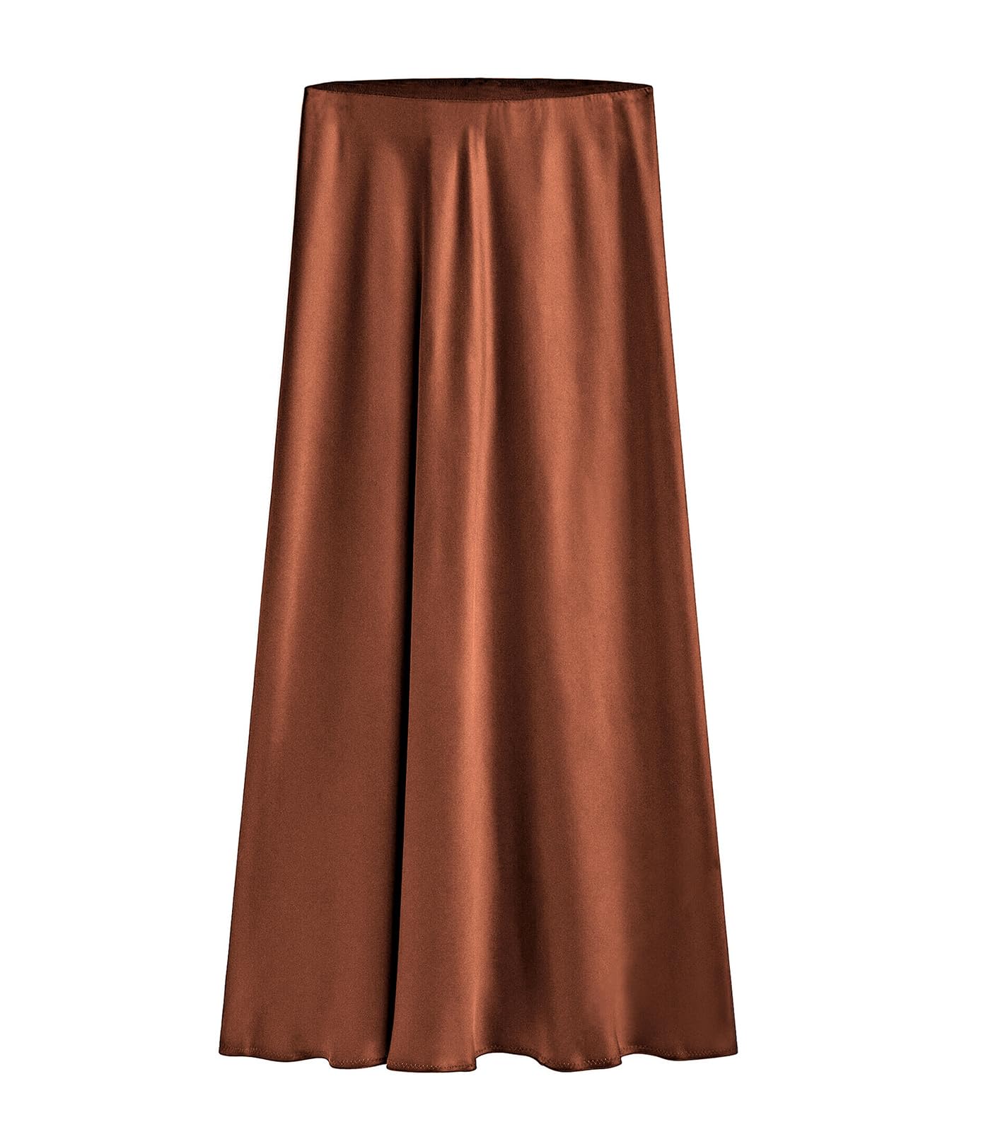 Damen-Maxirock aus Satin, hohe Taille, seitlicher Schlitz, elastischer Bund, lange Seidenröcke für Frauen