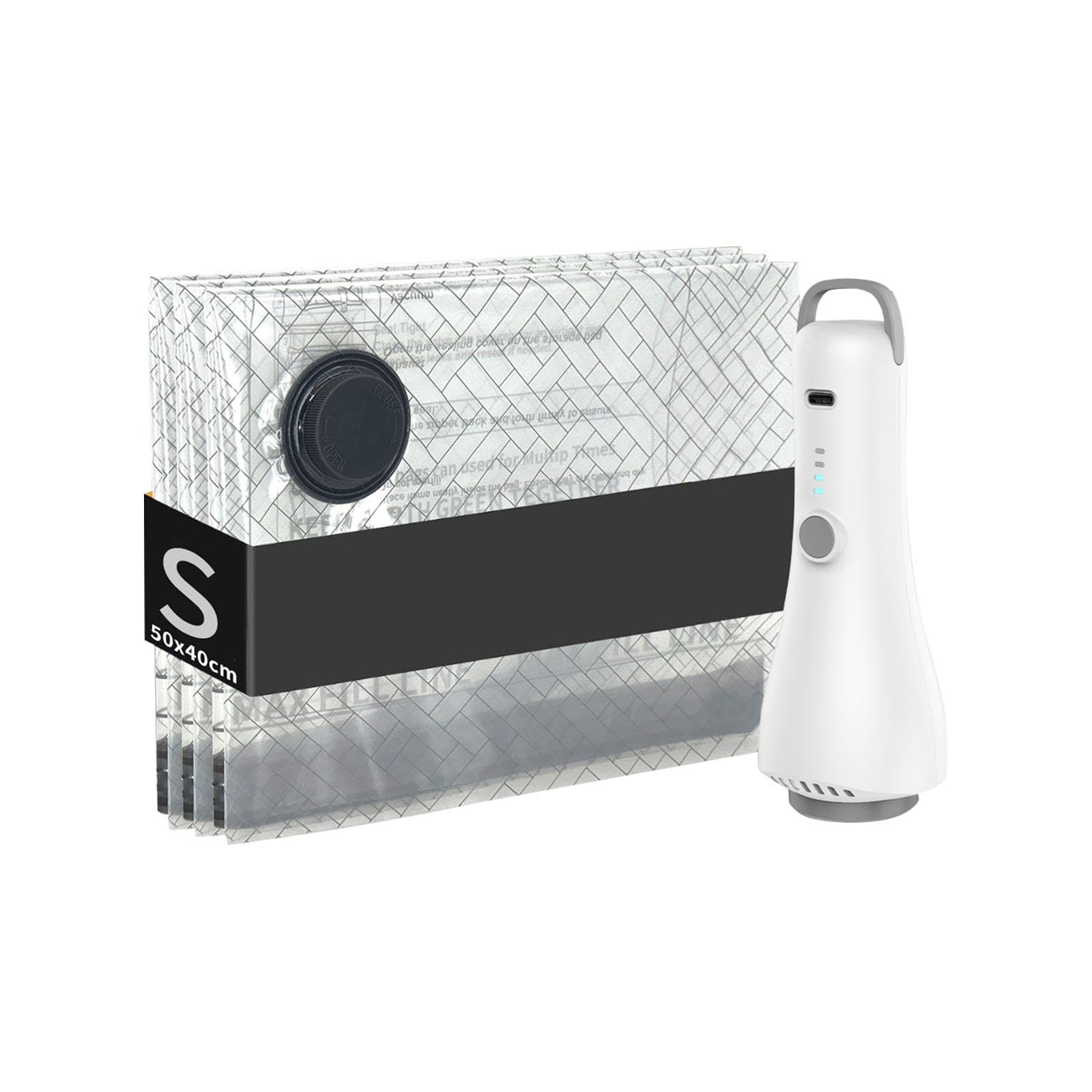 Vakuum-Beutel-Set mit schnurlosem Luftkompressor für Kleidung, Decken, Reisen, platzsparend, tragbar, 9-teilig