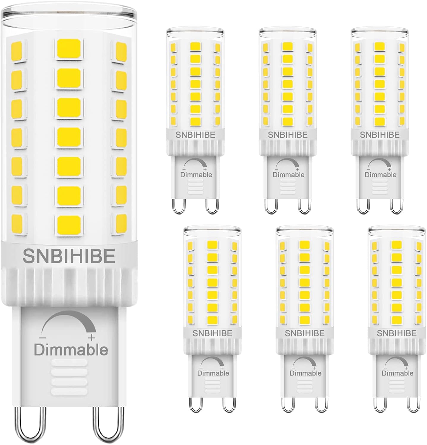 G9 LED Bulb Dimmable, 40 Watt T4 G9 Halogen Equivalent, No-Flicker, Daylight White 6000K, Ceramic Bi Pin Base, Chandelier Lighting, 120V 4W 450LM, 6-Pack