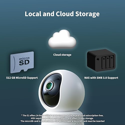 Miniatura 5 de Aqara Cámara de seguridad interior 2K E1, panorámica e inclinación, cámara de video segura HomeKit, audio bidireccional, visión nocturna,