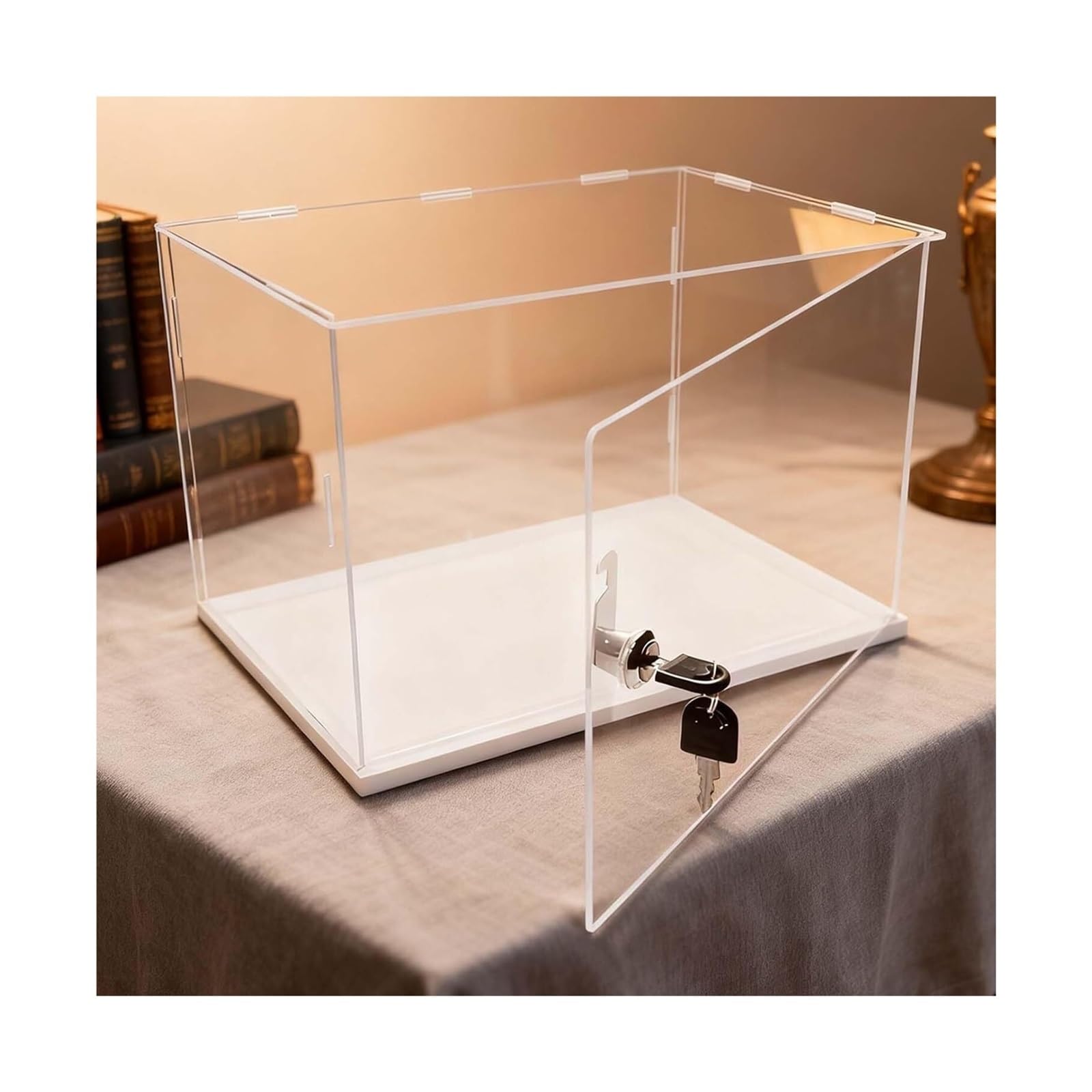 Wunilatev Perspex Clear Cases, Acrylic Display Box With Lock And Cover For Collectibles Multiple Sizes(30x20x20cm)