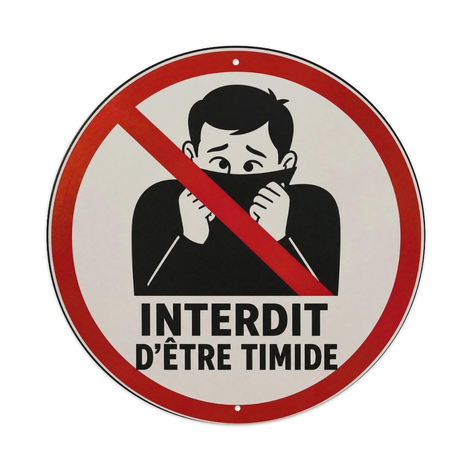Olyhtr 8X8inch Classic Style No Shyness Satire Typography French Bold Lettering Metal Tin Sign