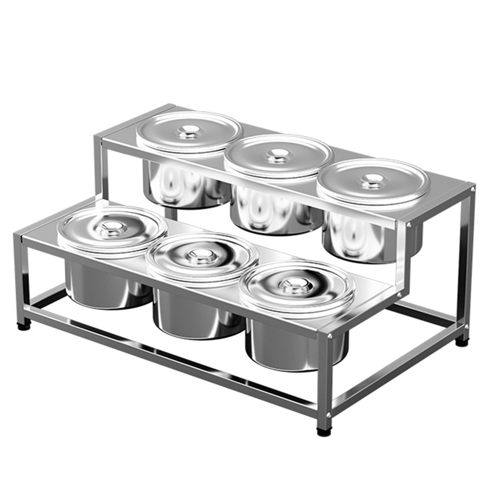 Aserzenith 57X37x26cm Stainless Steel Spice Racks With Pans And Lids, Commercial Spice Rack Set For Kitchen Buffets, Countertop Dispenser Condiment Racks For Seasoning Sauce Salad Jam Ingredients,