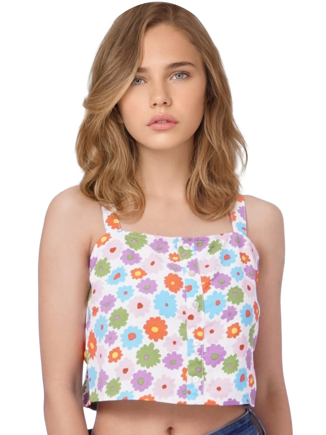 ONLYBlack & White Print Crop Top