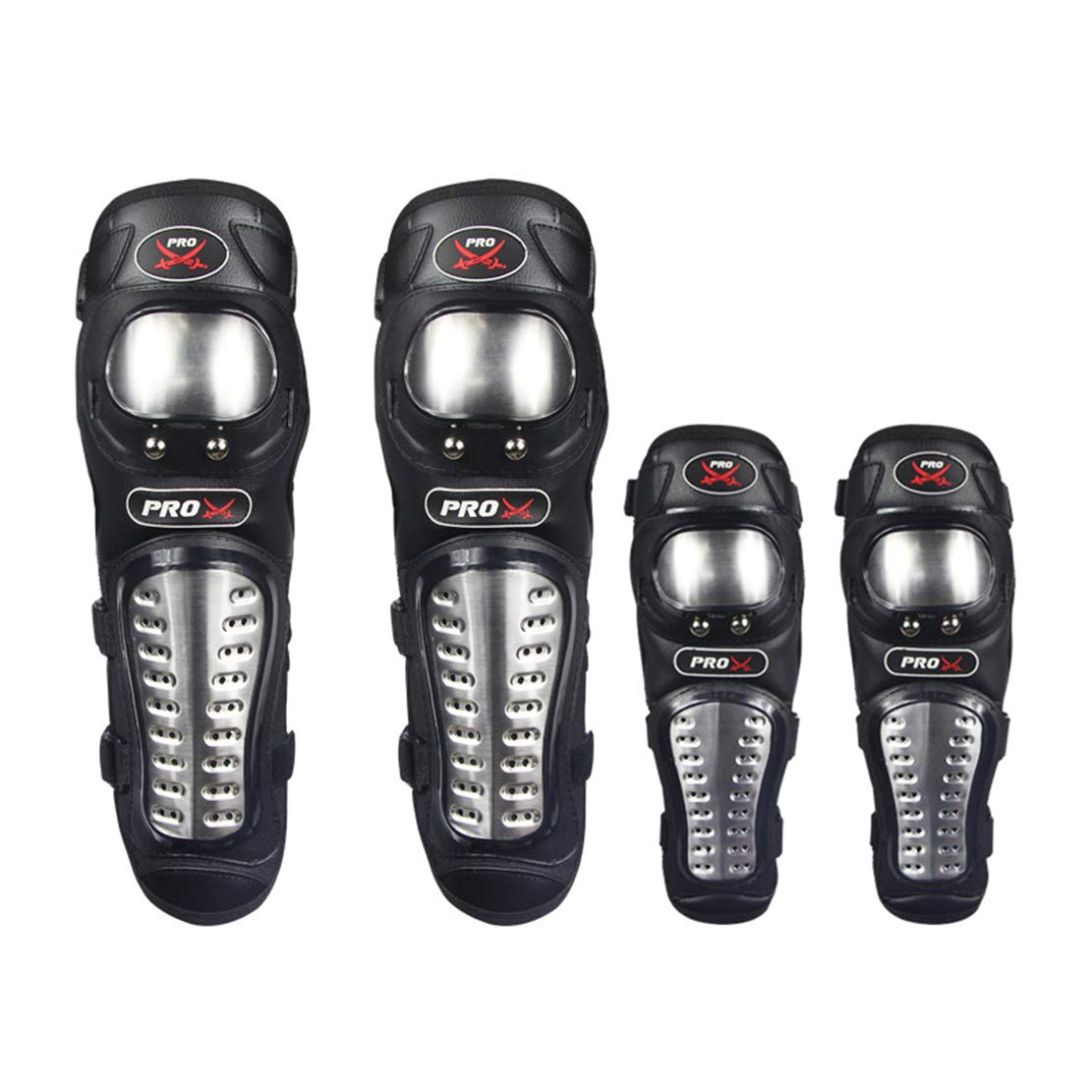 AKT PRO Ginocchiere per Moto Supporto per Gomito Set da 4 Pezzi Equipaggiamento Protettivo di Protezione da Corsa per Ciclismo in Acciaio Inossidabile Attrezzatura da Motocross