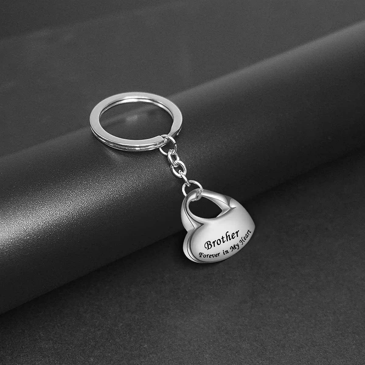 Stainless Steel Memorial Keychain Urn - Family Forever In My Heart Cremation Jewelry For Ashes - View #7