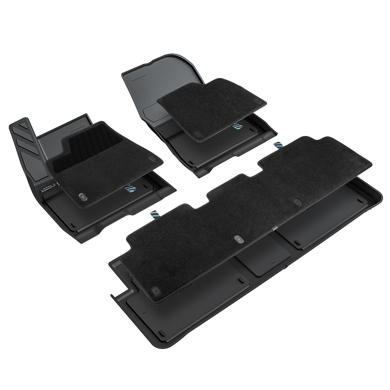 Floor Mats with Nylon Carpet Compatible with 2024 Tesla Model 3 Highland, Eco-Friendly All-Weather Protection - Full Set