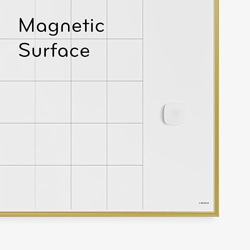 Vista 8 de U Brands Magnetic Dry Erase Calendar White Board, 16" x 20", Gold Aluminum Frame, Includes Magnet and Marker Marco dorado,Marco