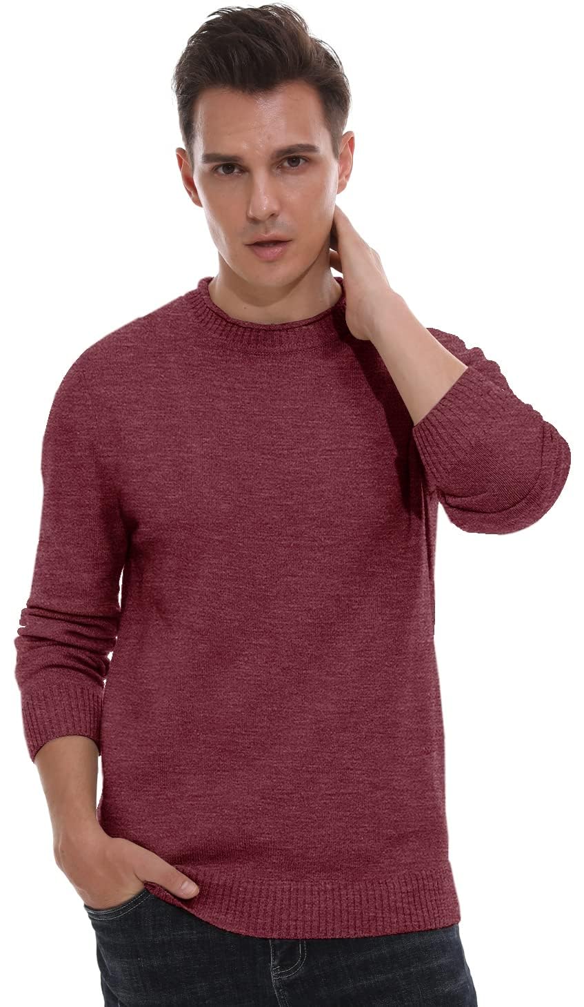 Sailwind Uomo Maglione Nero Girocollo Maglieria in Lana Vintage per Uomo Maglione Classico Caldo