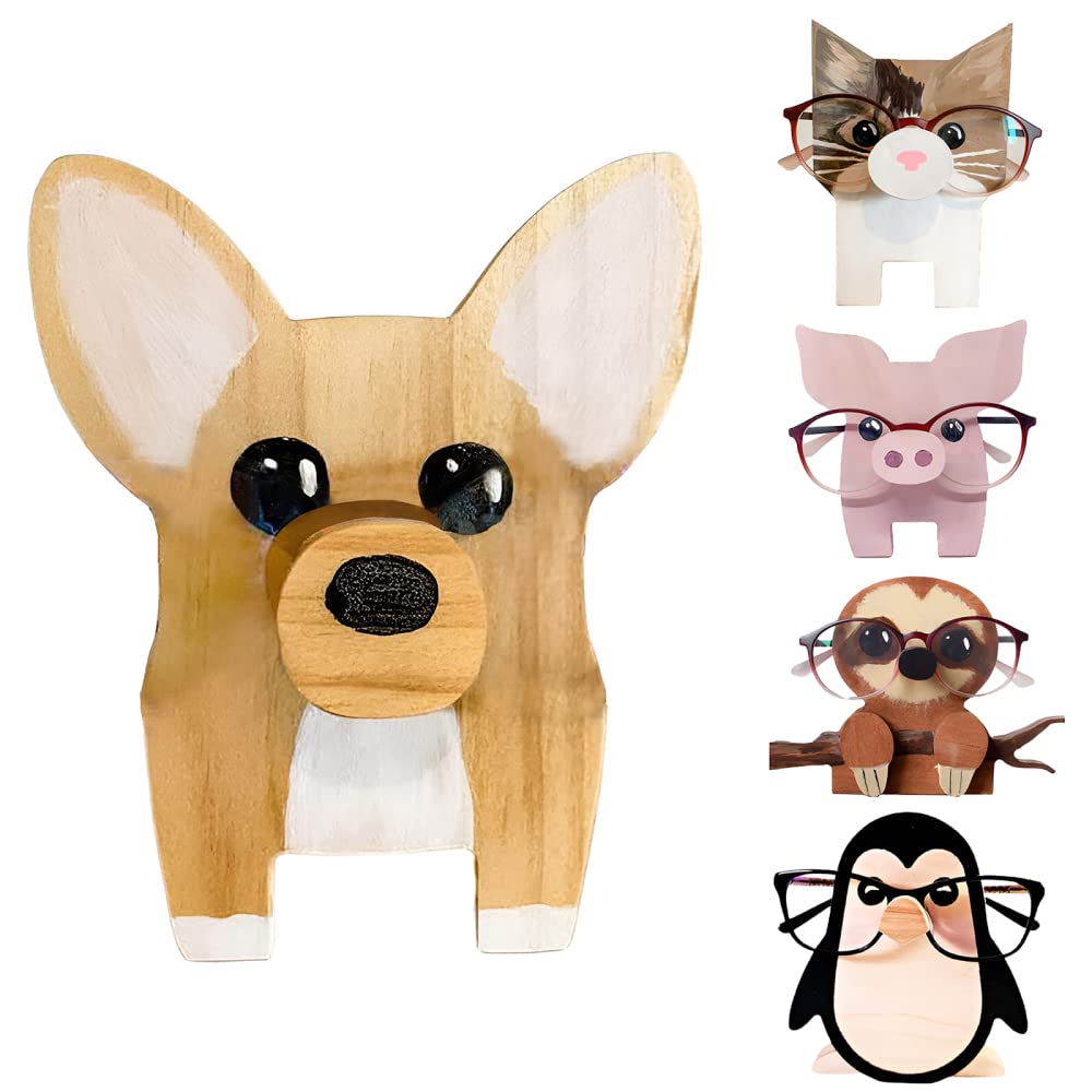 Cachpib Corgi Eyeglass Spectacle Holder Stand, Cute Animal Wooden Sunglasses Display Stand, Funny Glasses Display Holder Rack For Bedroom Office Desk