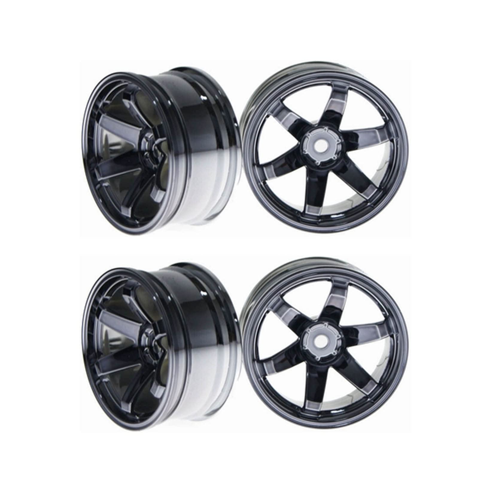 KEEDA 4PCS 1:10 RC Tires and Plastic Wheels Rims for 1/10 HSP HPI Tamiya RC On Road Touring Racing Drift Car (Gray) - Image 3