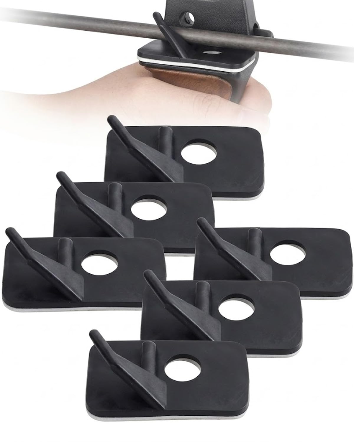 6 Pièces Repose-Flèche Droitier Accessoires de Tir à l'Arc – Support de Flèche Adhésif en Plastique Noir pour Arc Recurve et Compound, Guidage de Flèche Précis