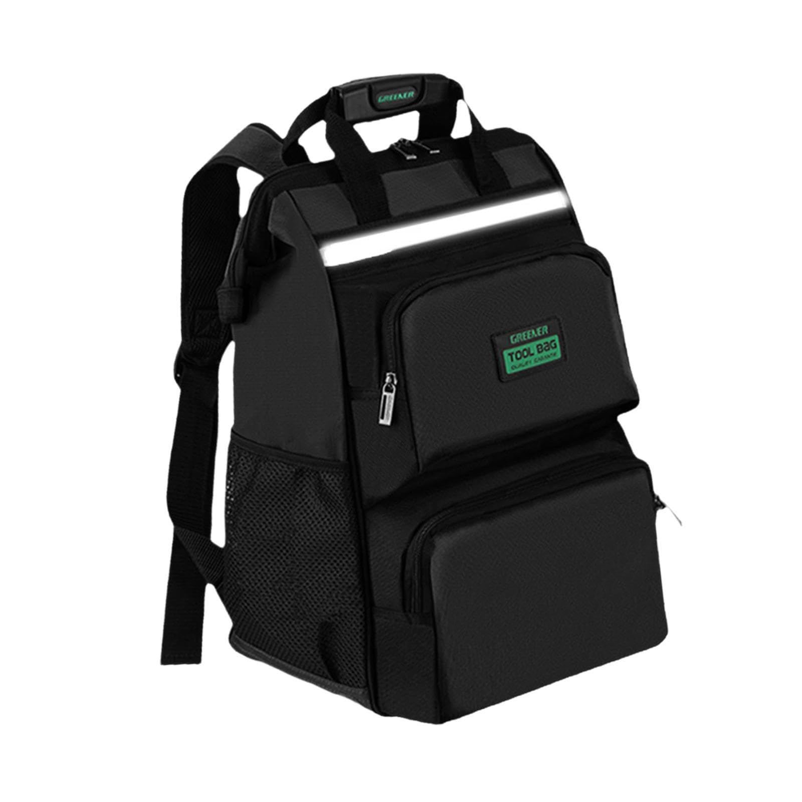 AUYXSSZ Lockable Storage Backpack For Tools With Spacious Layout And Reflective Features For Safety In Low Light Conditions Storage Carrier Multiple Pockets Zipper Close