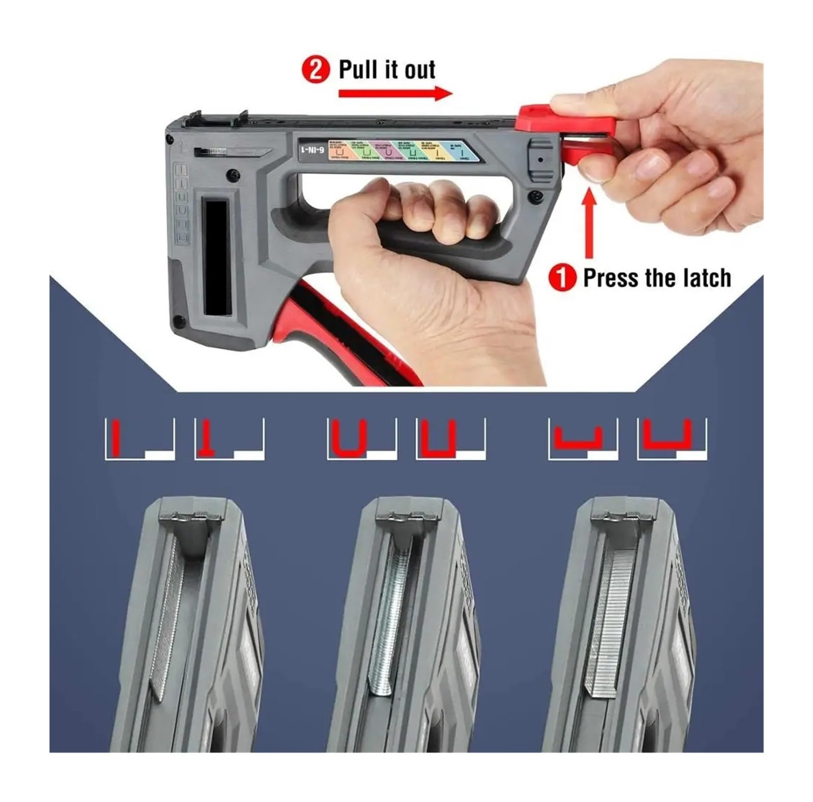 Pistola de clavos, Grapadora de alta resistencia 6 en 1 3, V, recargable, inalámbrica, for renovaciones decoración del hogar, tapicería y(7500 PCS Staples)