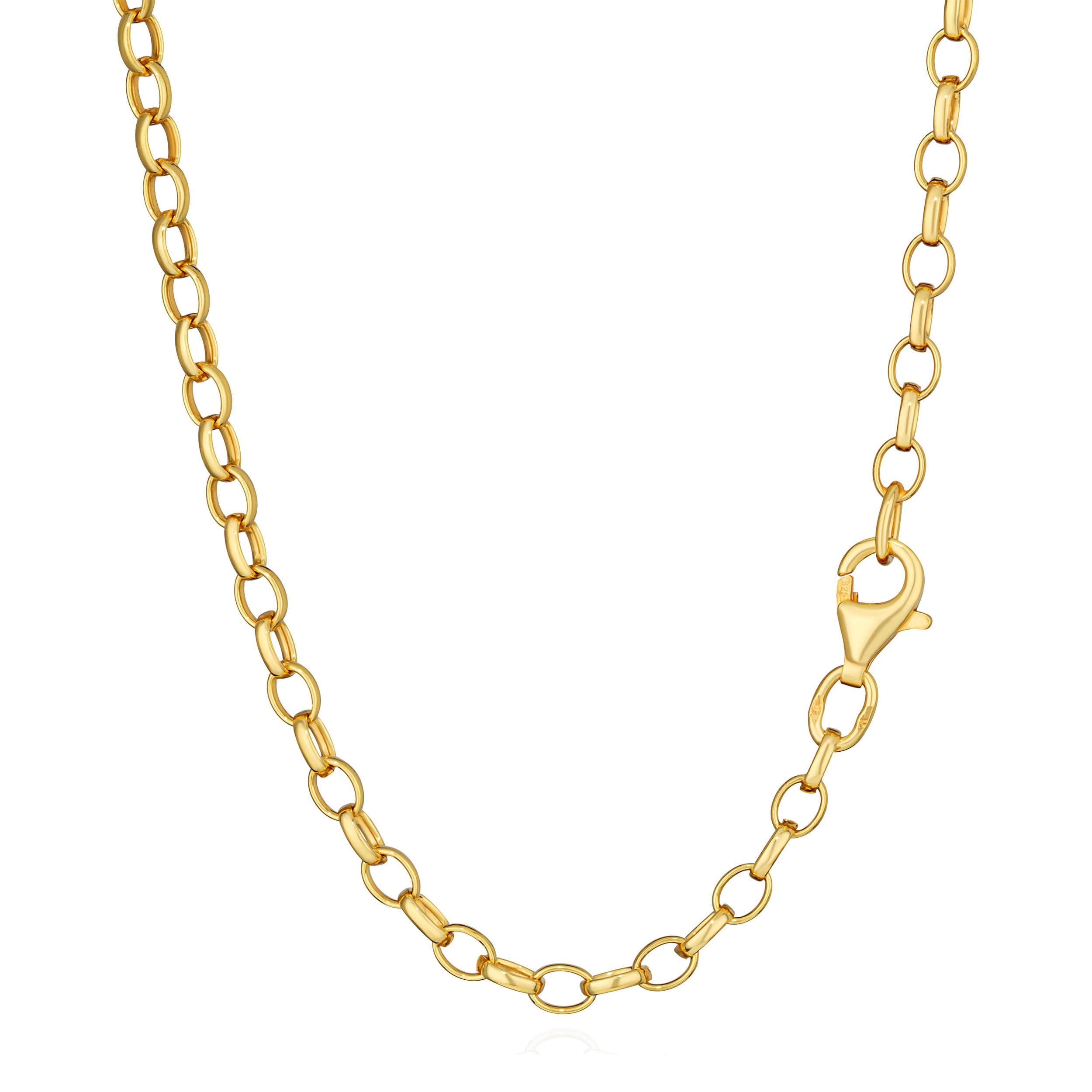 NKlaus Cadenas Redondas De Plata 925 Chapada En Oro Amarillo, 42