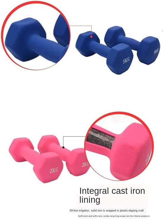 Neoprene Dumbbell Home Exercise Arm Hand Weights Pilates Dumbbells in 1kg to 5kg Sold As A Pair for Men Women Weights Home Gym Strength Exercise