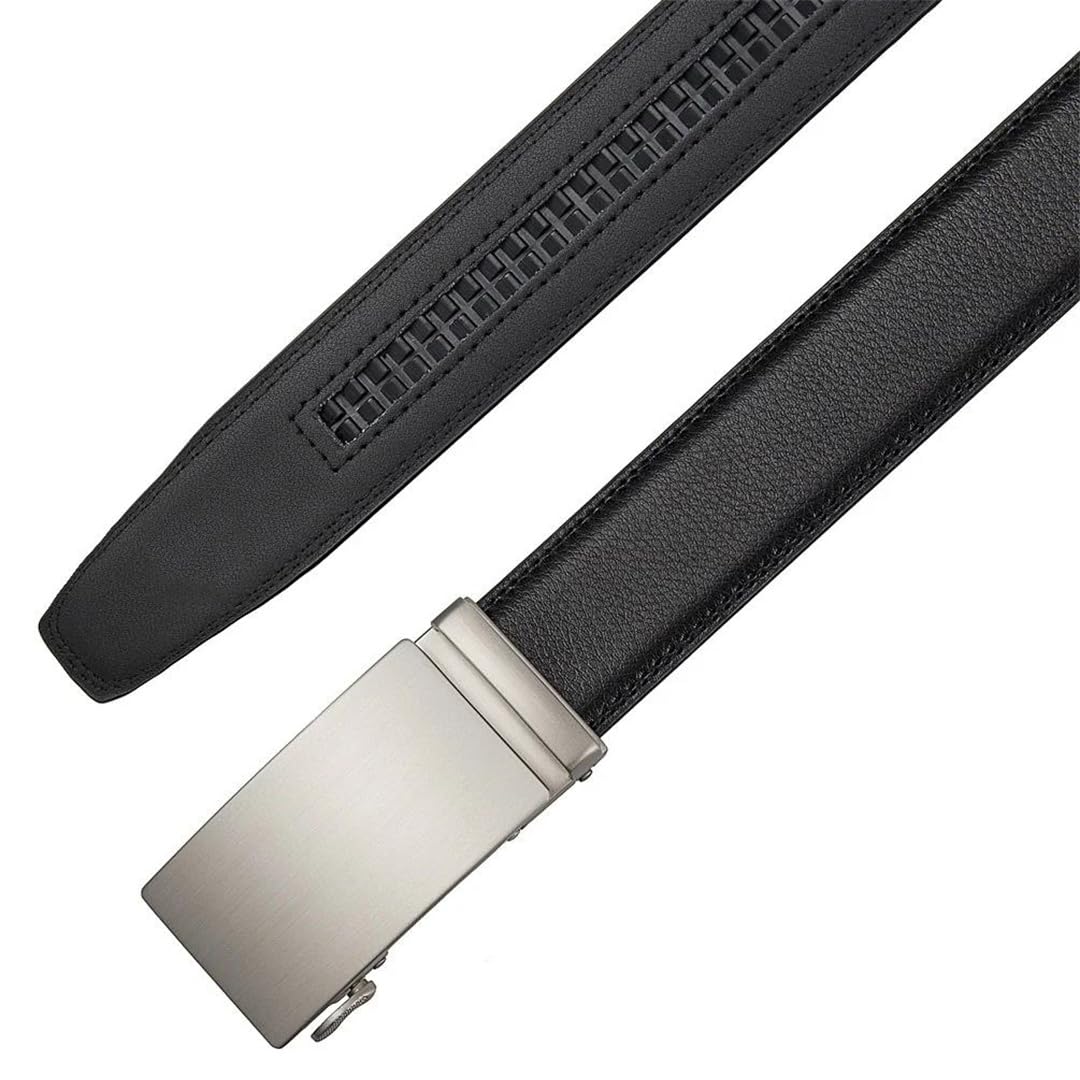 Yeuyyben Cinturón de piel sintética para hombre con hebilla automática de aleación, cinturón casual de negocios