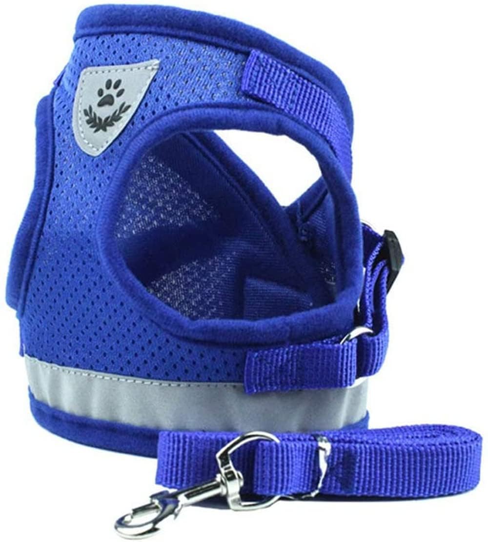 Mumoo Bear Cat Harness and Lead Set, Walking Escape Proof, Adjustable Lead and Harness Set Lifetime Replacement, Easy Control Breathable Cat Leash with Reflective Strip (Blue, M)