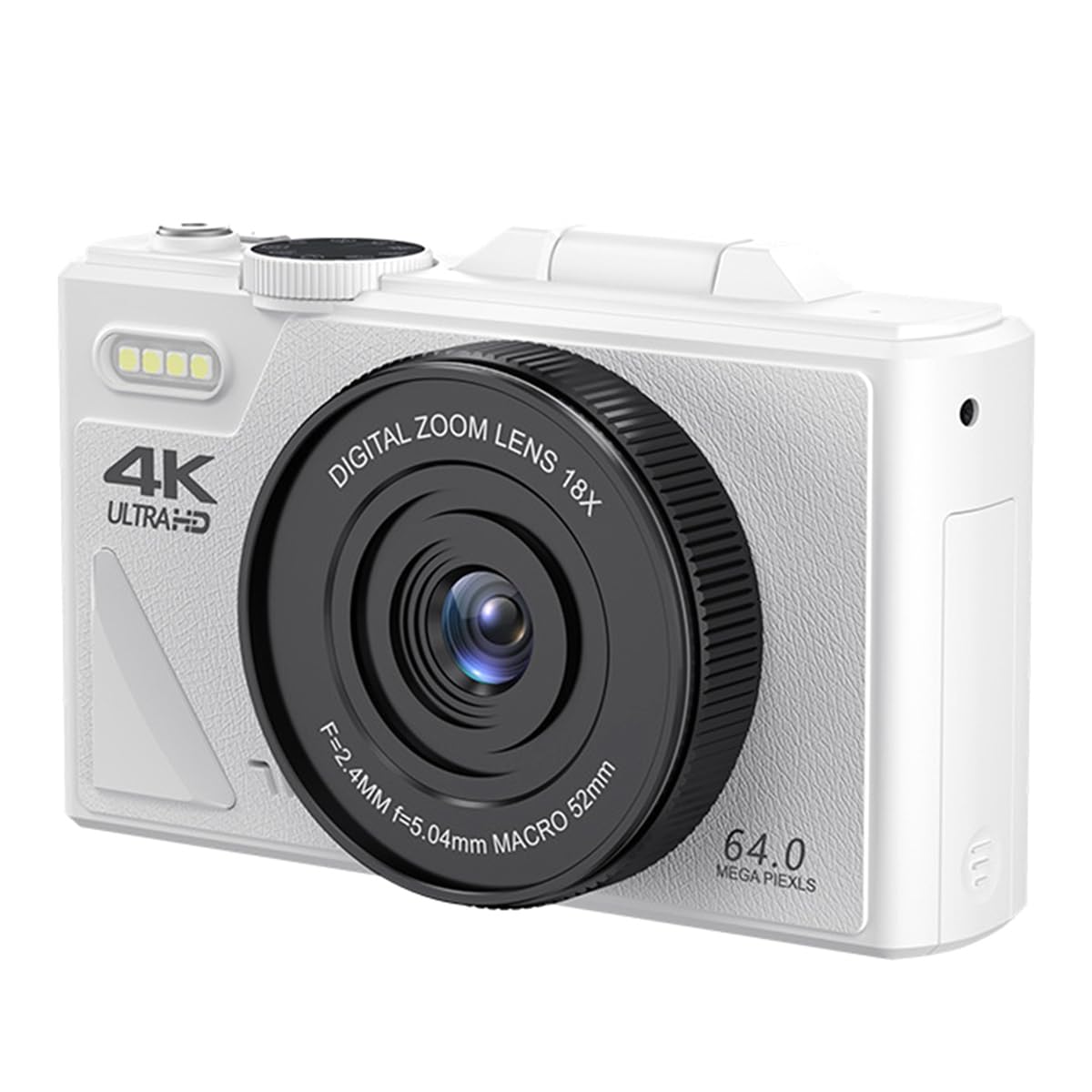 Appareil Photo Numérique 4K, Écran Rabattable de 3 Pouces, 64 MP UHD, Zoom 18x, Autofocus, Style Rétro Compact, Appareil Photo Portable