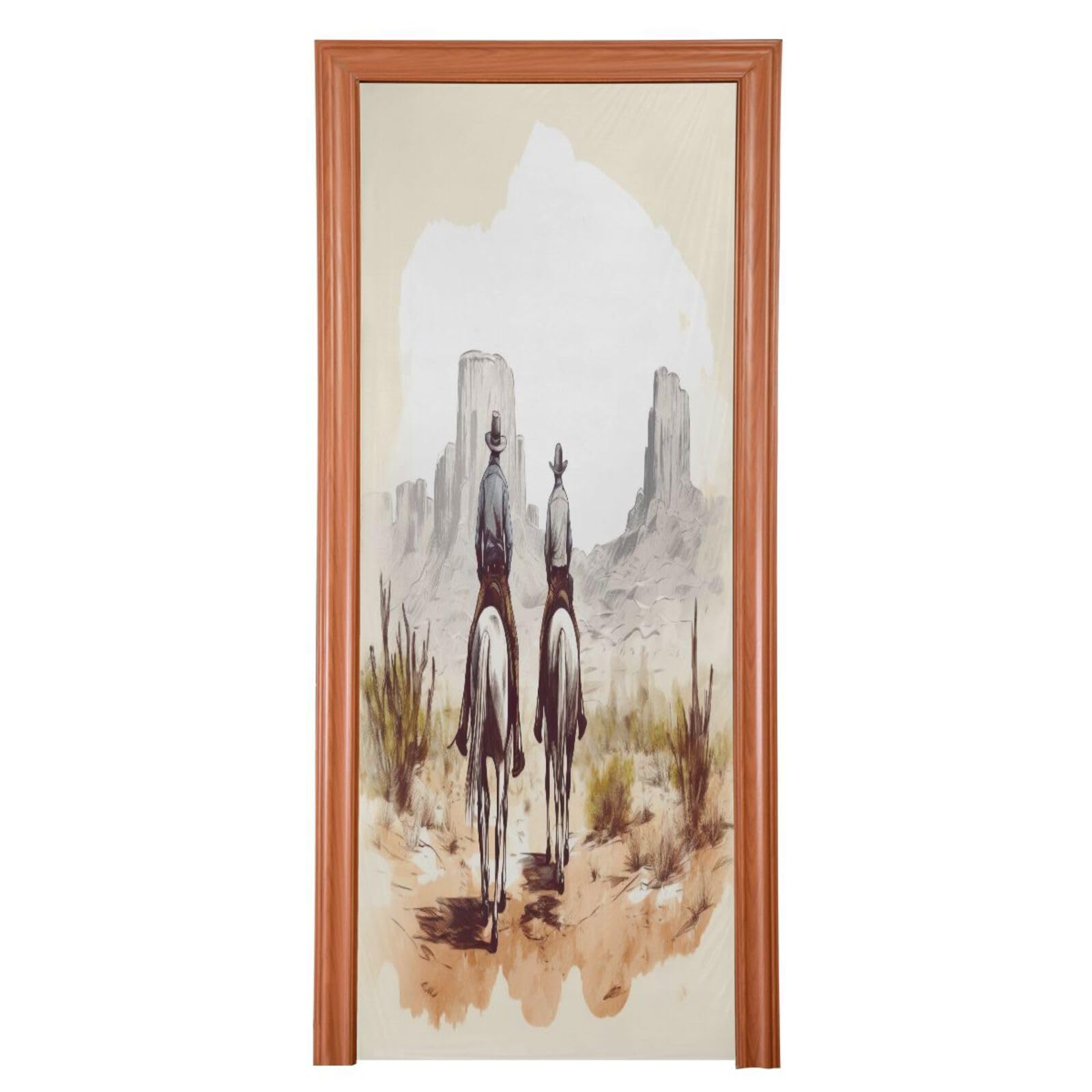 FLildon Western Cowboys Door Cover Decoration, Party Accessory Porch Decor for Festive Ornament Room Door Covers 35 x 79 Inch