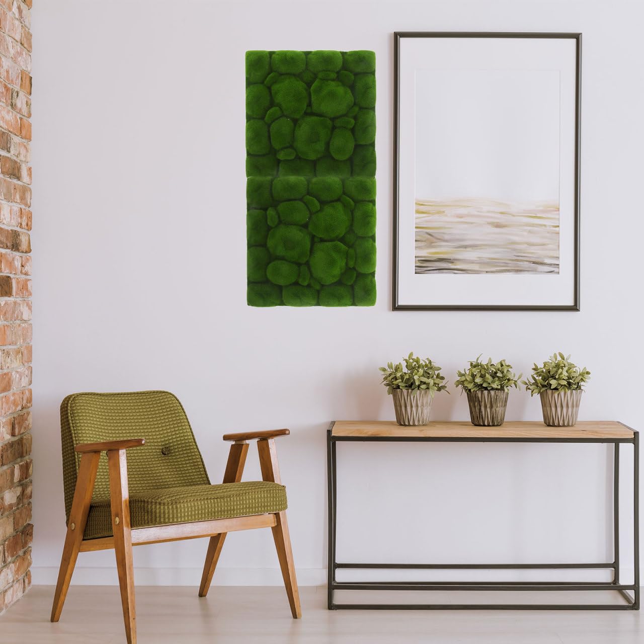 KüNstliches Moos Zum Dekorieren 2 StüCk Beflocktes Pseudomoos 12X12 Zoll NatüRliche Optik FüR Wanddeko Hochzeit DIY Zimmer Aesthetic GrüN Epe Schaum Seidenbaumwolle