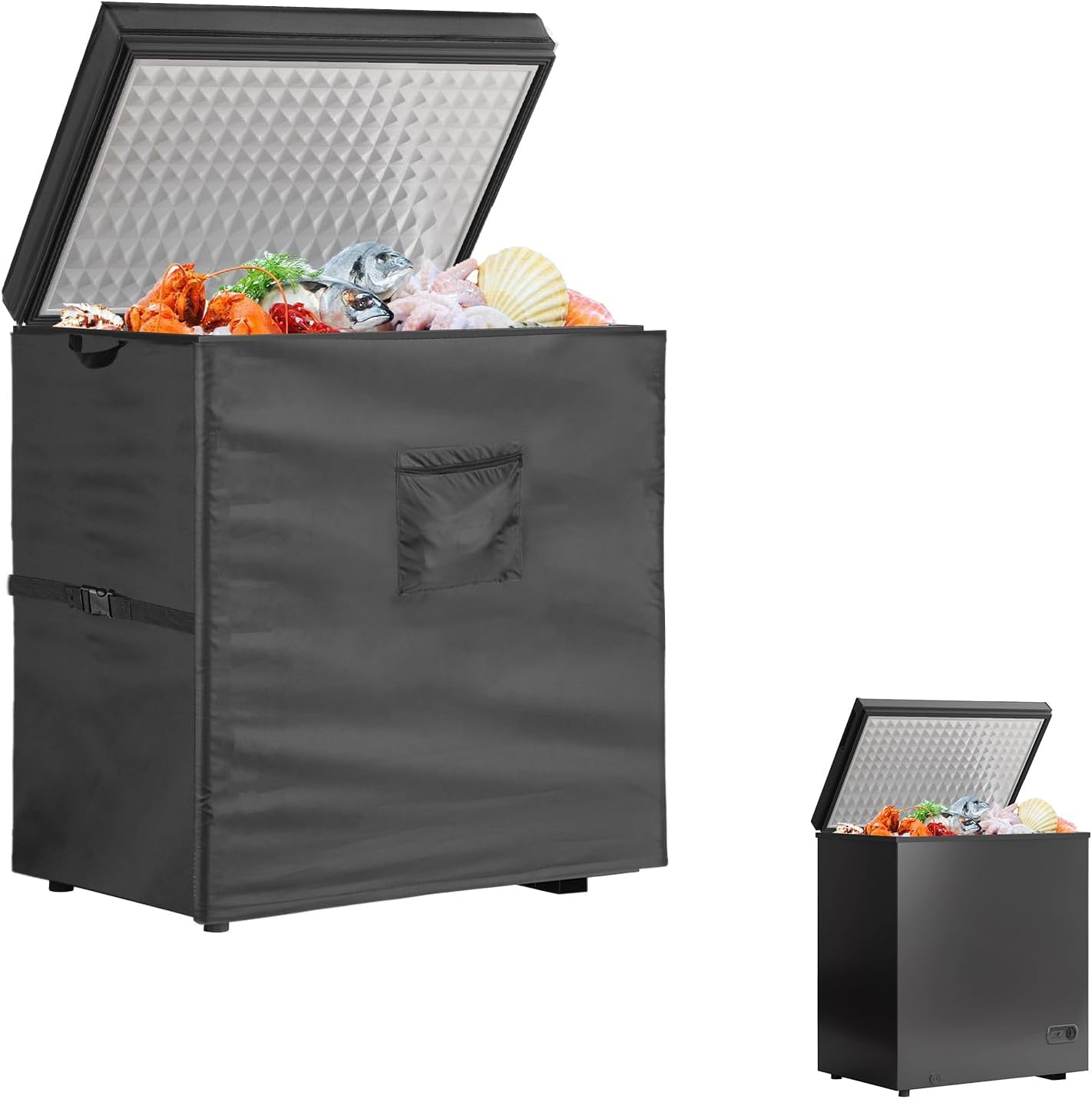 Deep Freezer Cover, Waterproof Freezer Covers for TABU 7.0 Cubic Feet Chest Freezer All Season Protection, Top with Zipper to Open(Only Cover)