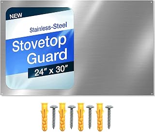 CalPalmy 24x30 Reversible Metal Stove Backsplash with Screws - Broan-NuTone SP3004 Compatible, Ultra Flat Splatter Guard Easy Install