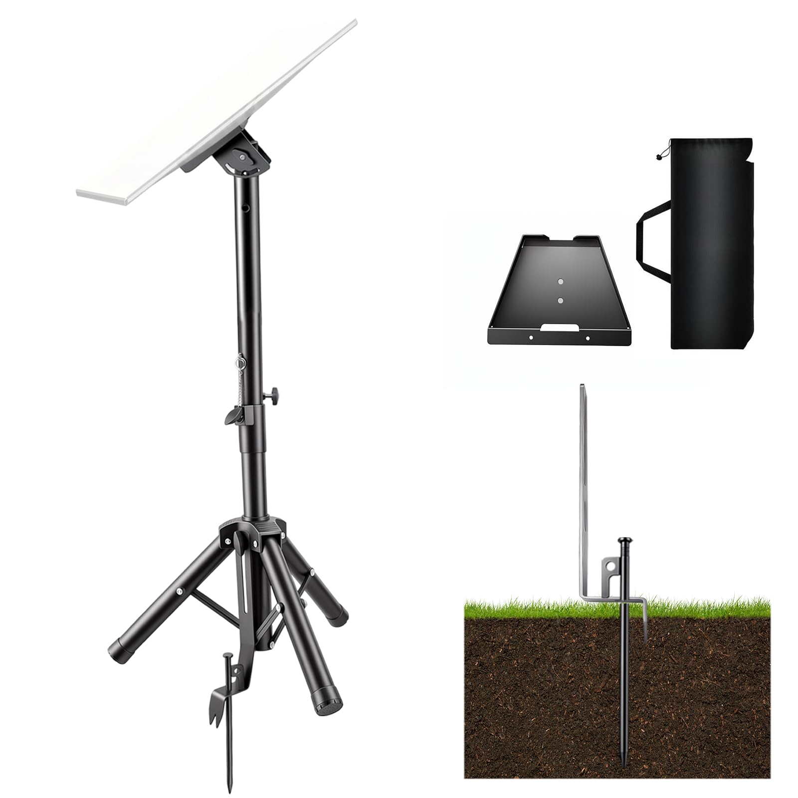 Soporte para Starlink Gen 3, Trípode con Adaptador de Montaje, Altura Regulable, Adaptador de Tubo con Inclinación Ajustable 90°, Color Negro
