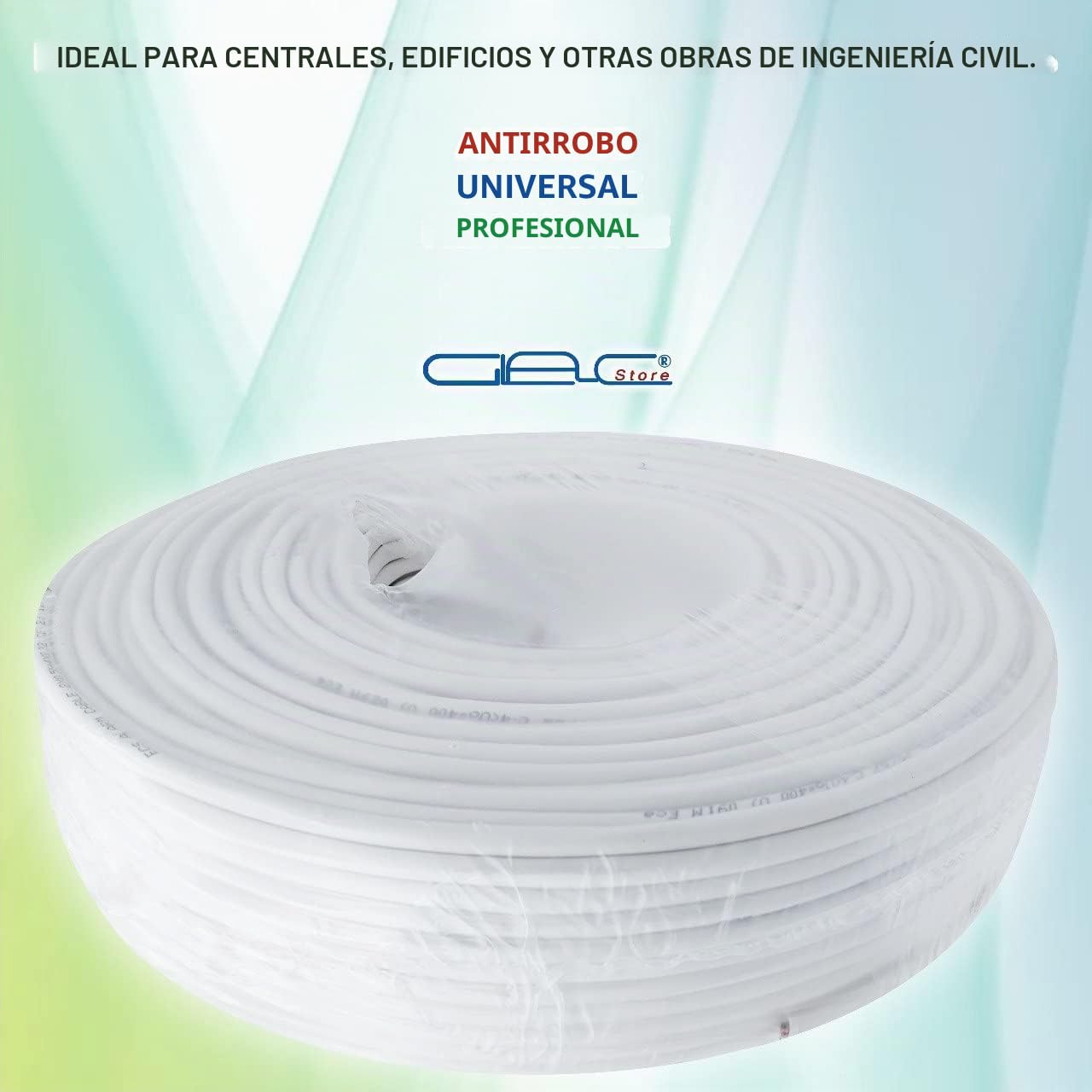 Cable Cables Alarma Bobina 6 hilos 4 x 0,22 + 2 x 0,50 mm 4+2 Bobina de 100 metros CCA blindado profesional certificado anti propagación en caso de incendio