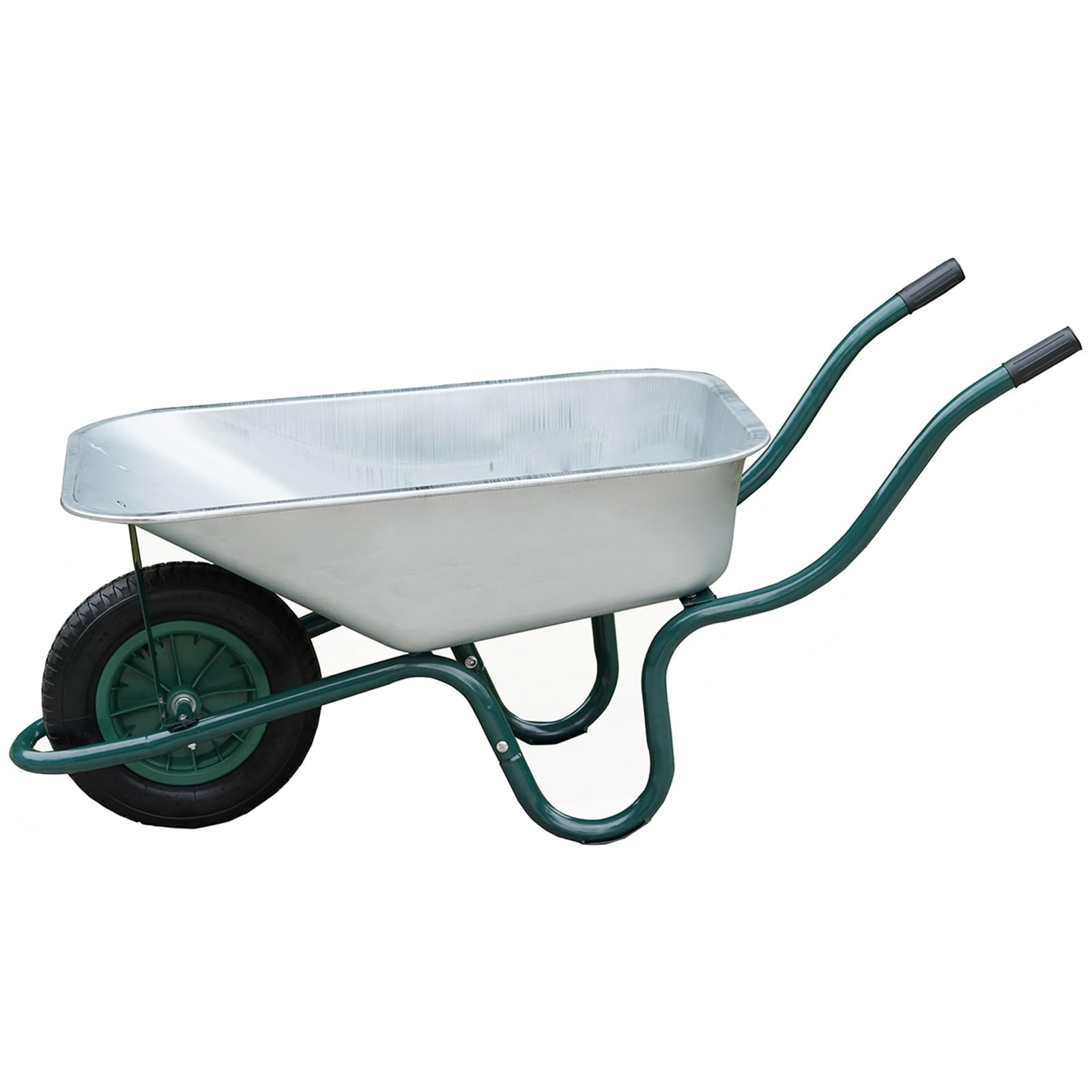 Gr8 Garden Silver Heavy Duty Wheelbarrow 85L Litre Galvanised Steel Diy Outdoor Wheel Barrow Pneumatic Trolley Cart Diy Builders Gardening Tool