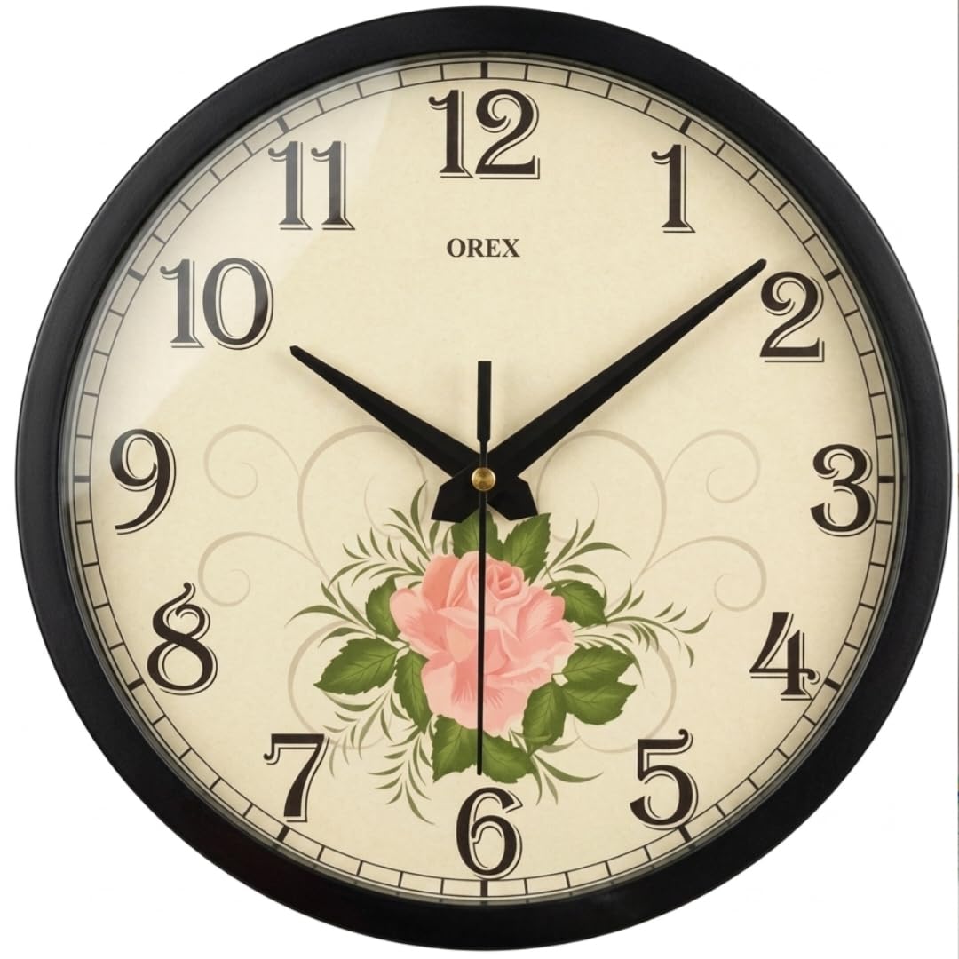 ND Clock 10-Inch Vintage Floral Wall Clock - Shabby Chic Pink Rose Art Design - Analog Movement - Large Retro Numbers Decorative Timepiece for Living Room, Bedroom & Kitchen-image-36