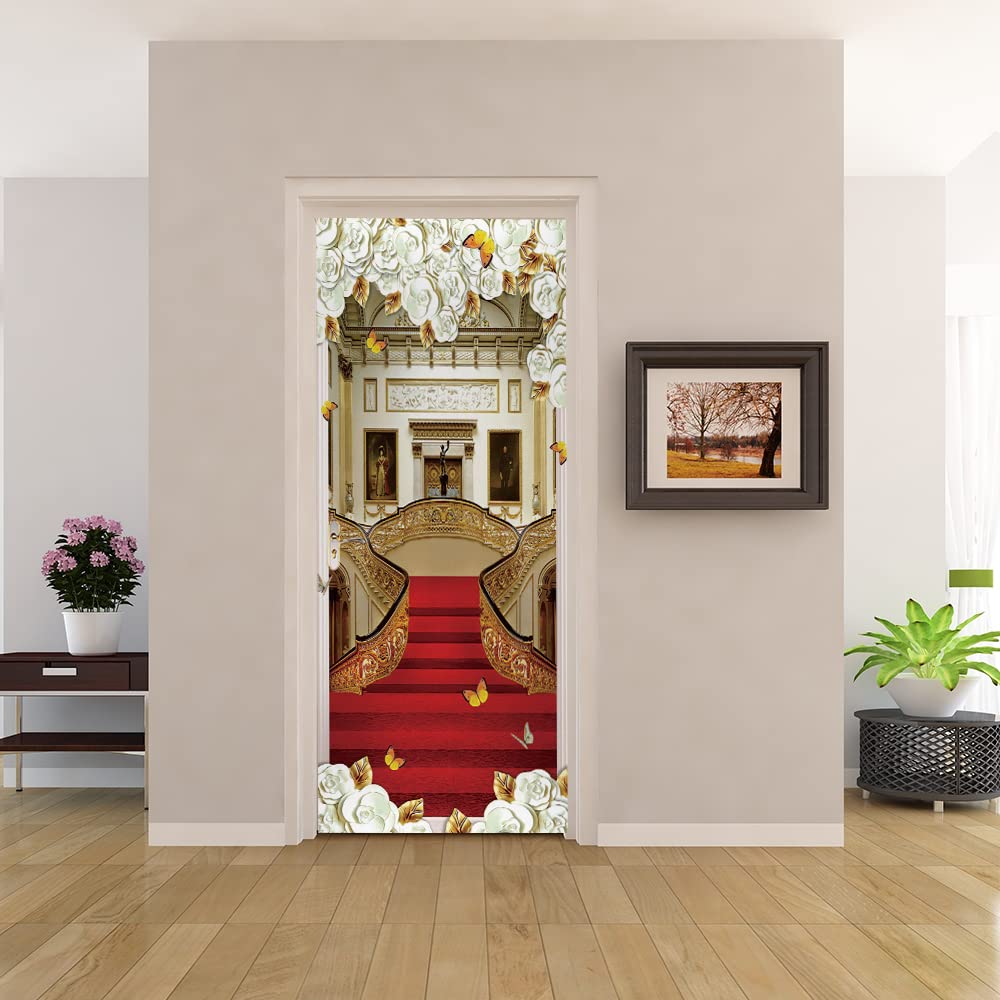 Papier peint porte escalier effet 3D pour créer une ambiance évasion dans votre salon