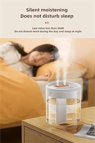 Miniatura 4 de YITADAKI Humidificador 2L Capacidad Doble Boquilla Difusor de Aceite Esencial Portátil USB Durable Fácil Instalar Blanco