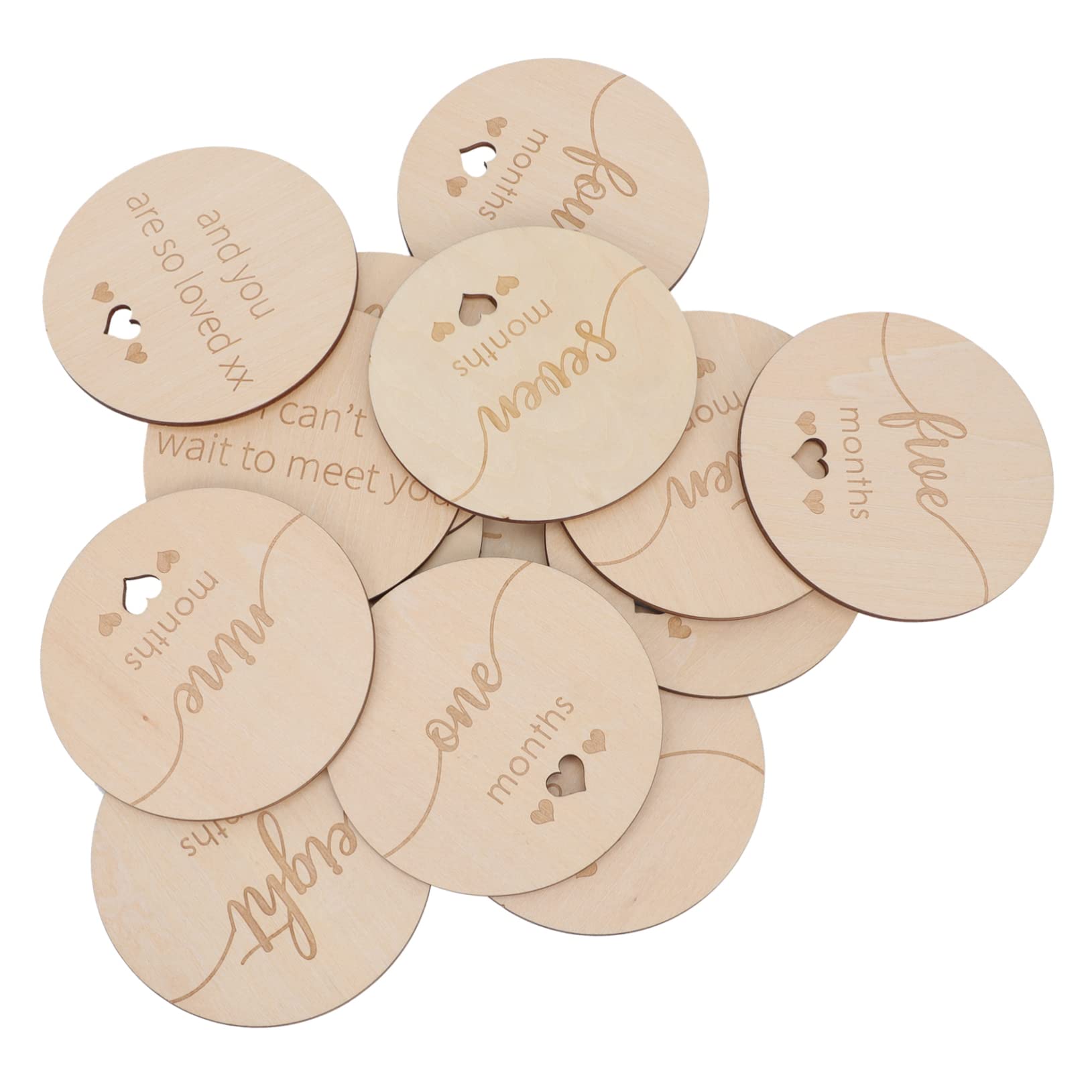 ULDIGI 15pc Set Wooden Baby Milestone Discs Monthly Milestone Cards for Memories Newborn Photo Prop Wood Safe for Boys and Girls