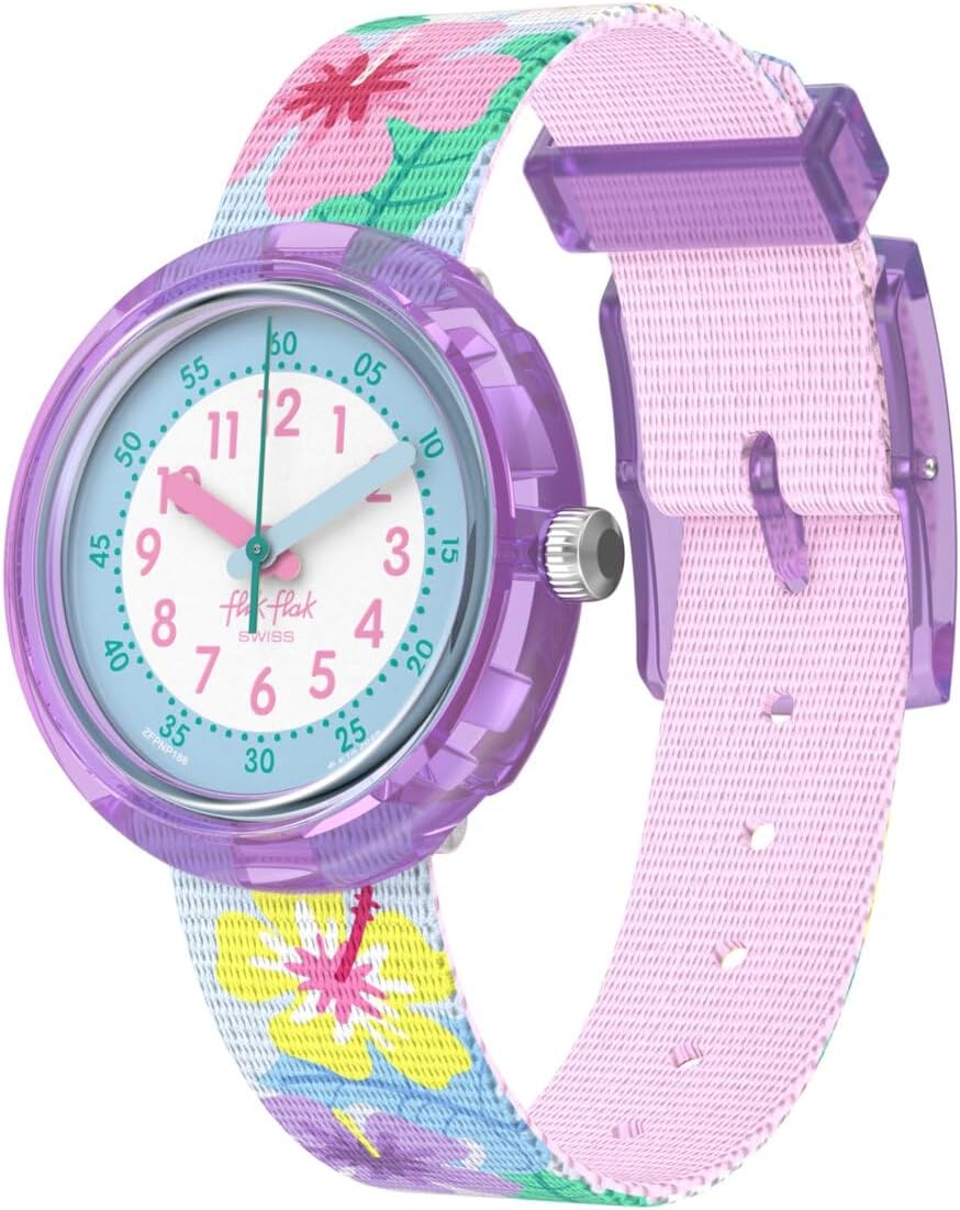 Flik Flak Girls Kids Watch Casual Purple Bio-sourced Quartz Waterproof HIBISKISS