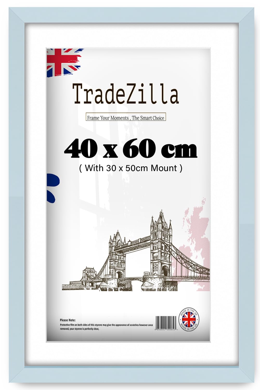 TradeZilla | Artistic MDF Wall Frame (40 x 60 cm) With 500 x 300 mm White Mount Decorative Display | 24 x 16 Photo, Poster, Painting, Frame for Home & Office [ Light Grey ]