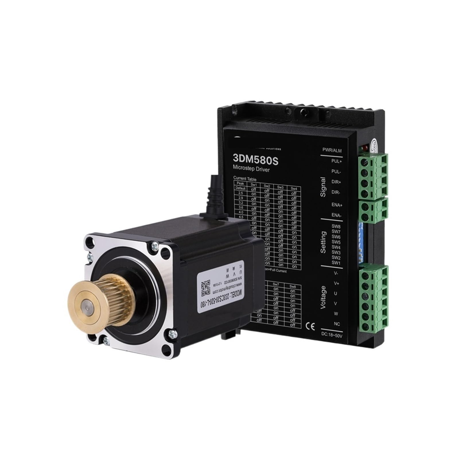 EKFBQBGW Nema 23 Stepper electronic starter Driver Kit 3 Phase Stepper electronic starter 1.0N.m/1.4N.m with Gear for Router Engraving milling Machine (Size : 3DM580S 233CS10)