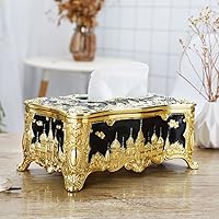 Vista 2 de Soporte para cubierta de pañuelos, castillo creativo en relieve y diamantes de imitación rectangular de acrílico para caja de pañuelos