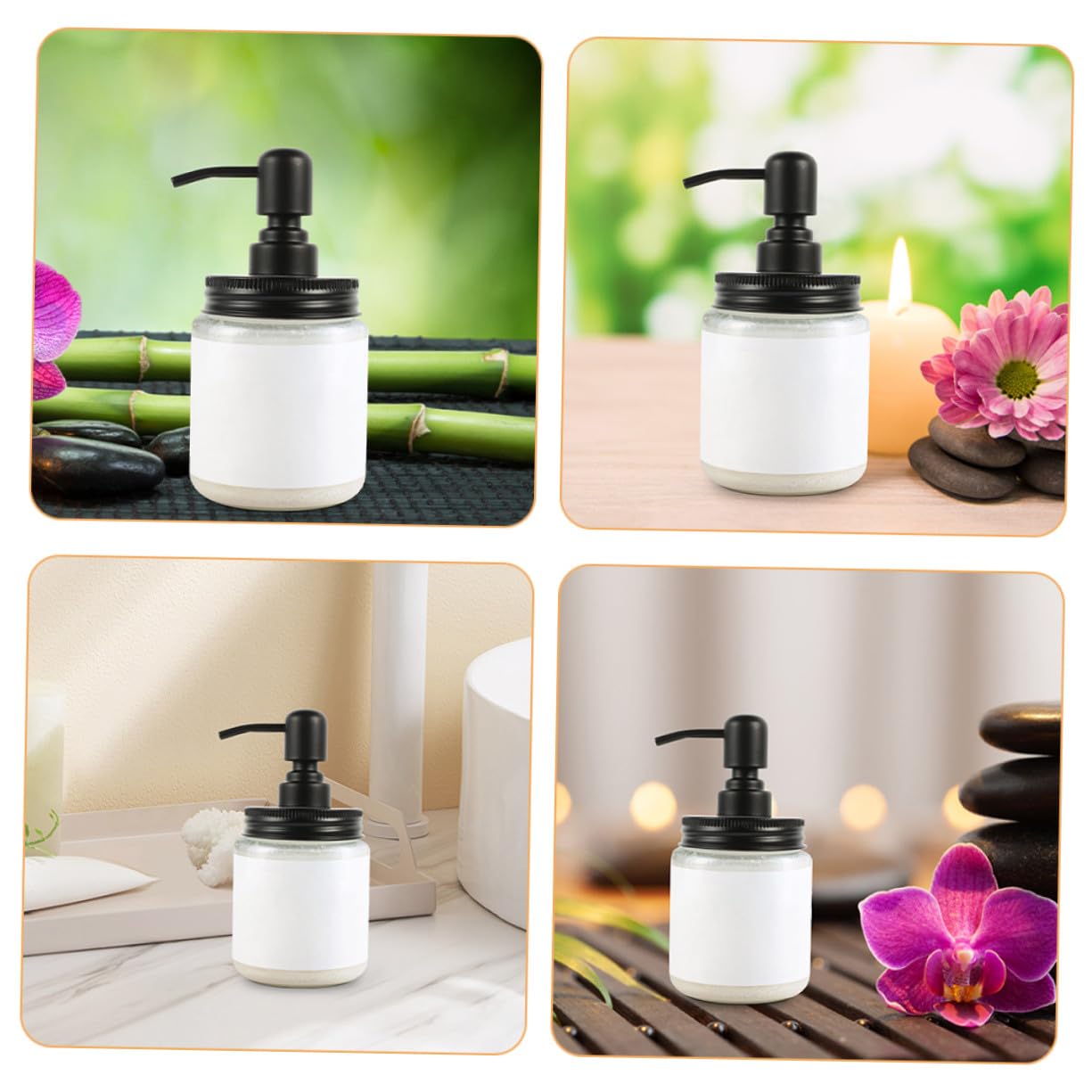 Tapa Dispensadora de Loción de Acero Inoxidable para Frascos de Baño y Cocina, Paquete de 4 Piezas, Diseño Versátil para Encimeras y Uso Diario
