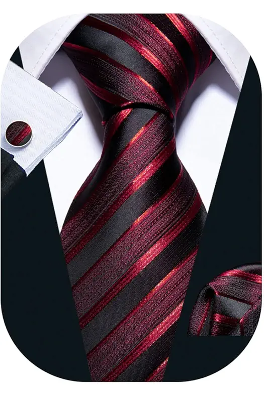 Barry.Wang Stripe Men Ties Set Classic WOVEN Necktie...