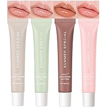 URQT 4PCS Summer Special Lip Butter Balm, Hydrating, Nourishing &amp; Softening Lip Care with Natural Oils &amp; Fruit Extracts, Long-Lasting Moisture, Non-Sticky Shine, Soften Dry Lips Lip Care (4PCS, 4)