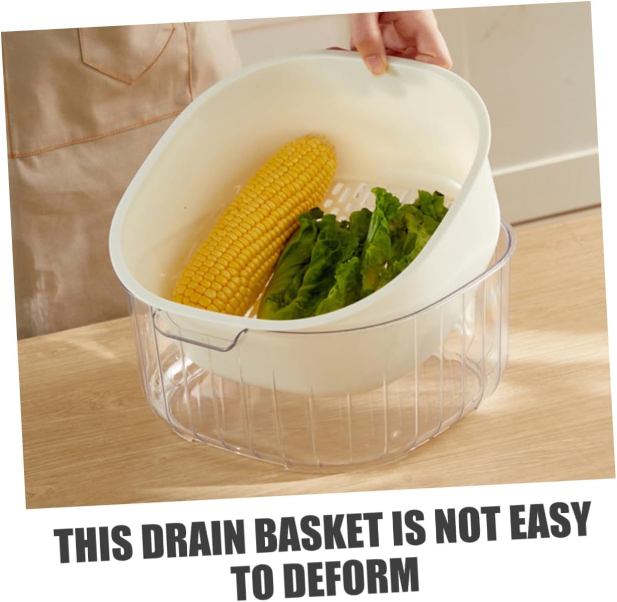 Garneck 3pcs Kitchen Drain Basket Double Layer Fruit Washing Baskets for Vegetables and Easy Drain Design Kitchen Tool for Daily Use