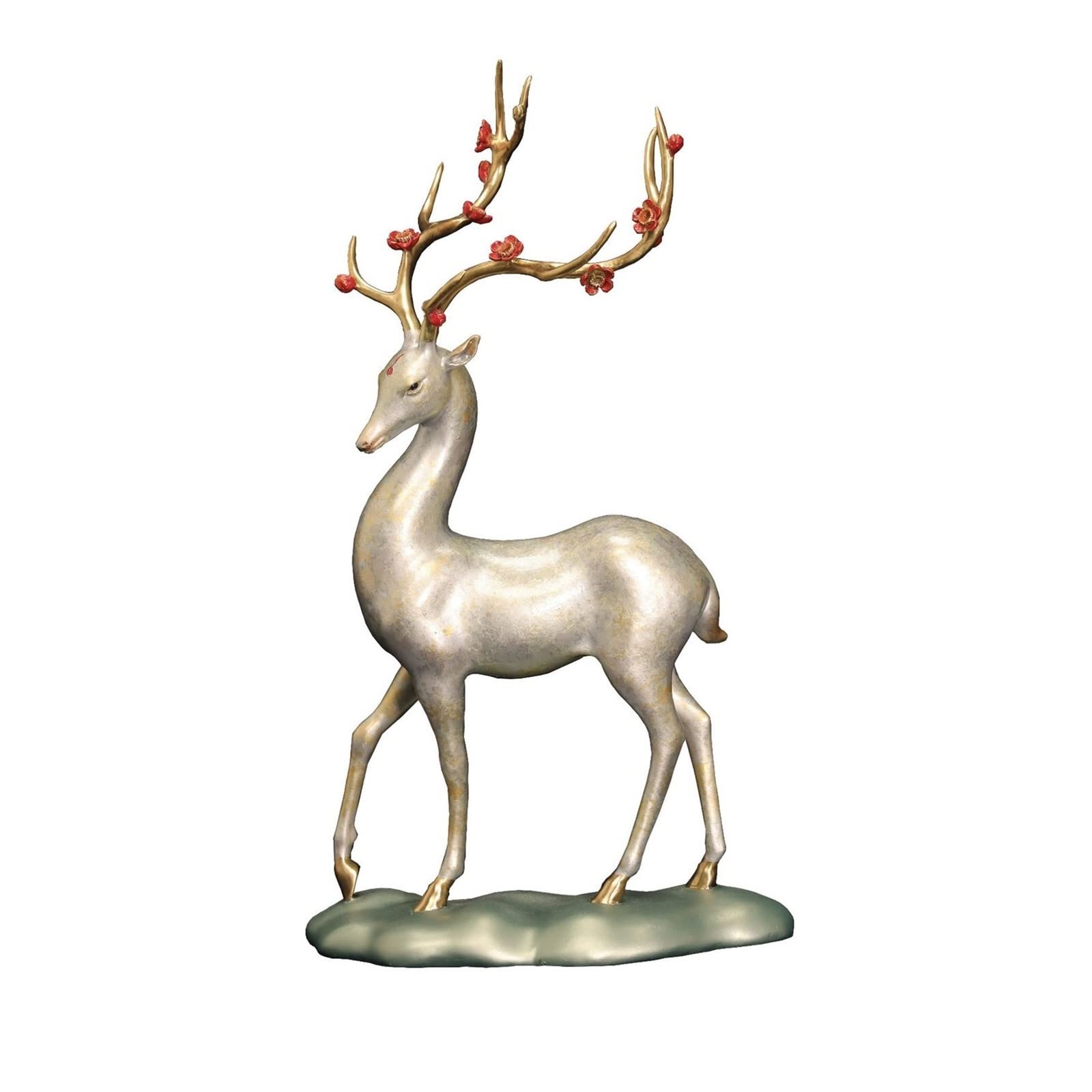 ZZlei2yu-12 Home Decor Ornament Plum Deer Entrance Ornaments Home Living Room Entrance White Deer Decorative Ornaments Copper Crafts Colorful Ornament