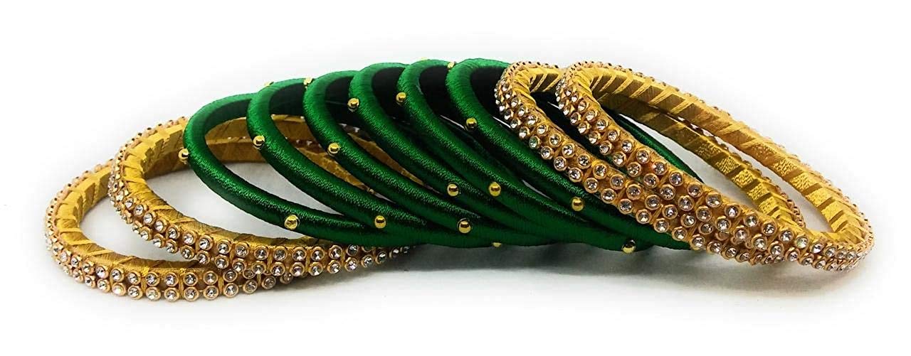Anusha Enterprises Silk Thread Beautiful Weightless Thin Bangles with Kundan Stones Chuda Bangle Sets for Women- (B0BYSPB183) Amazon Price History, Amazon Price Tracker